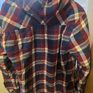 Boston traders bottoms up Plaid Hooded Flannel Shirt